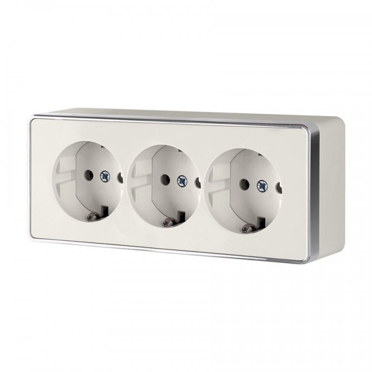 Werkel Gallant Розетка 3-ая с/з со шторками W5073103 слоновая кость