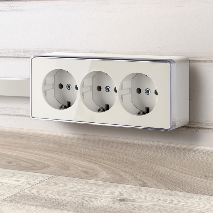 Werkel Gallant Розетка 3-ая с/з со шторками W5073103 слоновая кость