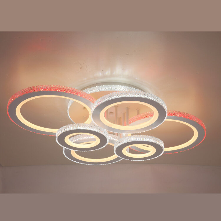 Люстра MS 1161/6+1 Флур 168W белый АС180-240V 3000-6000K+RGB 14280Lm диммир. с ПДУ