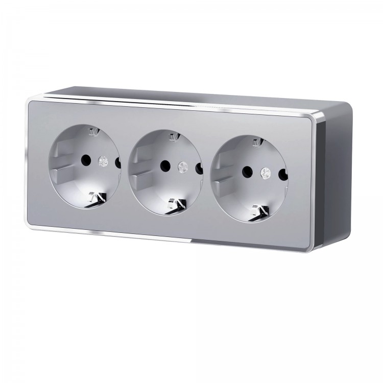 Werkel Gallant Розетка с/з тройная со шторками Gallant W5073106 серебряный