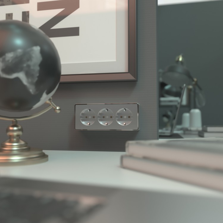 Werkel Gallant Розетка с/з тройная со шторками Gallant W5073106 серебряный