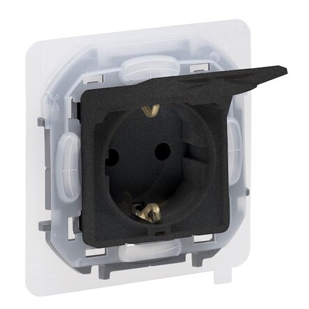 Legrand INSPIRIA Антрацит Розетка 2К+З с крышкой IP44  673743