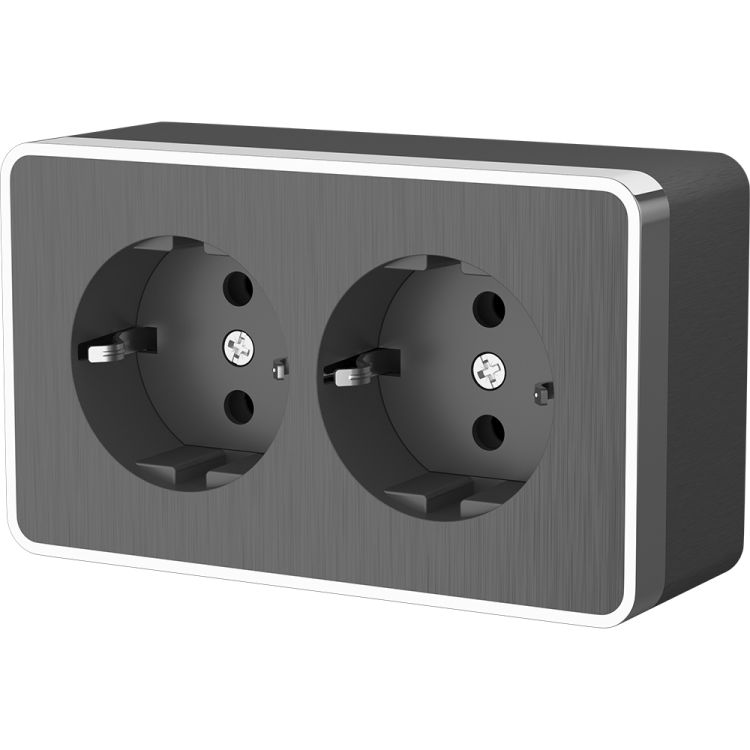 Werkel Gallant Розетка с/з двойная W5072104 (WL15-02-03) графит рифленый