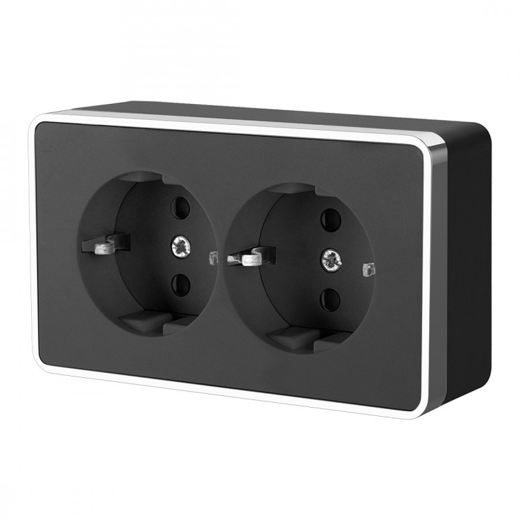 Werkel Gallant Розетка с/з двойная  W5072135 (WL15-02-03) черный/хром