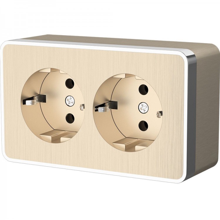 Werkel Gallant Розетка с/з двойная W5072110 (WL15-02-03) шампань рифленый