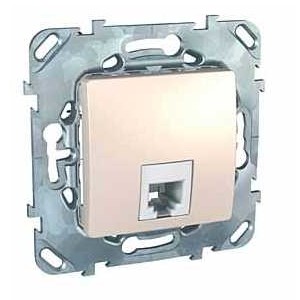 SE Unica Розетка ТЛФ 1-ая 4 контакта Бежевый