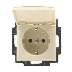 ABB Basic 55 Розетка 2Р+Е 16А с крышкой  Слоновая кость 2CKA002018A0351 (2018-0-0351)