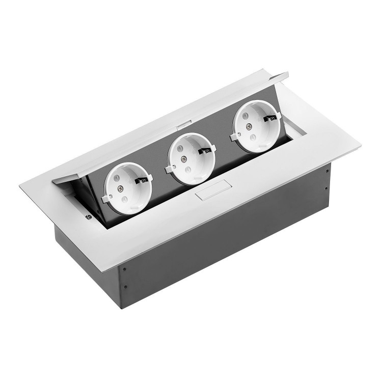 Блок прямоугольный врезной 3 роз. AE-PB03GS-10 (Schucko) белый без провода 13102