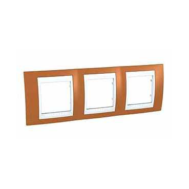 Рамка Unica Хамелеон Оранжевый/белый 3-ая гориз