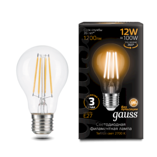 Лампа Gauss LED Filament A60 12W 102902112 2700K E27