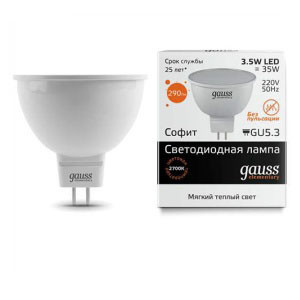 Лампа Gauss LED Elementary MR16 3.5W 13514 GU5.3 3000K Frost