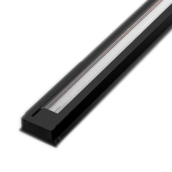 Шинопровод для трековых однофазных светильников, черный, 2м, в наборе токоввод, заглушка, крепление,