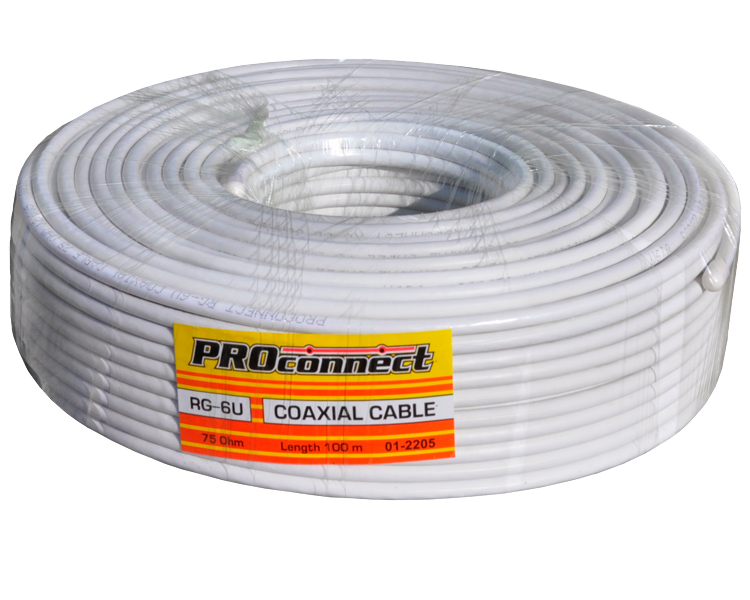 Бухта-кабель RG 6U белый 100м Proconnect