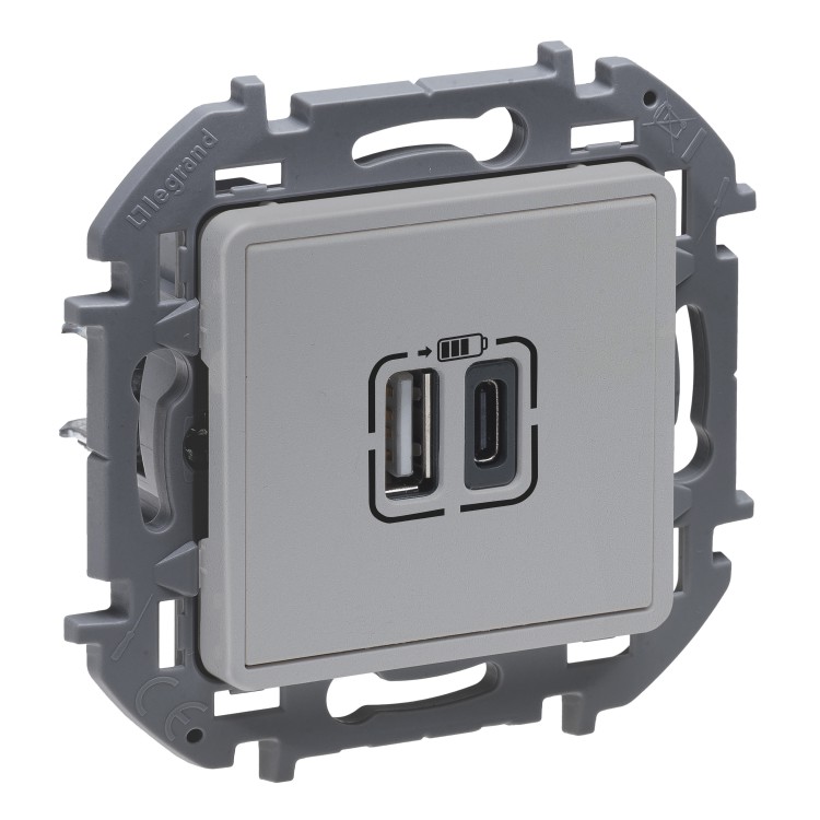Legrand INSPIRIA Алюминий Розетка 2xUSB A-C 673762