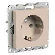SE AtlasDesign Песочный Розетка с/з, 16А, механизм