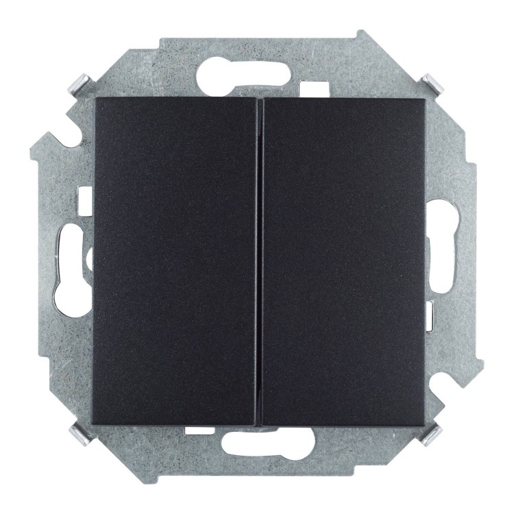 Simon15 Выключатель 2-кл 16А 250В, винтовой зажим, графит