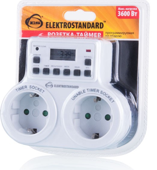 Розетки-таймеры TMH-E-5 16A*2 IP20 белый