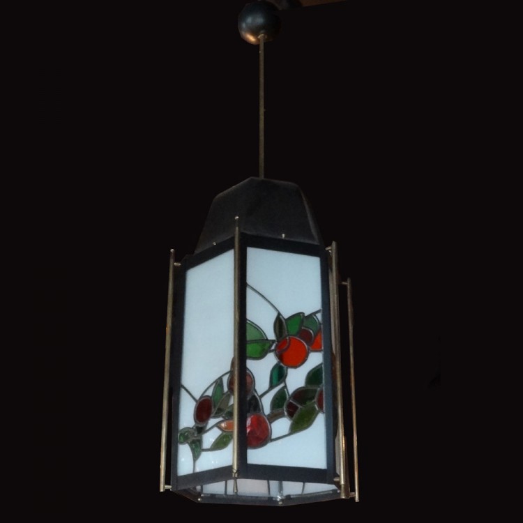 Фонарь витражный, цветное стекло, латунь, классич.технология