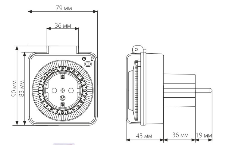 Розетки-таймеры TMH-M-2 16A*1 IP44 белый