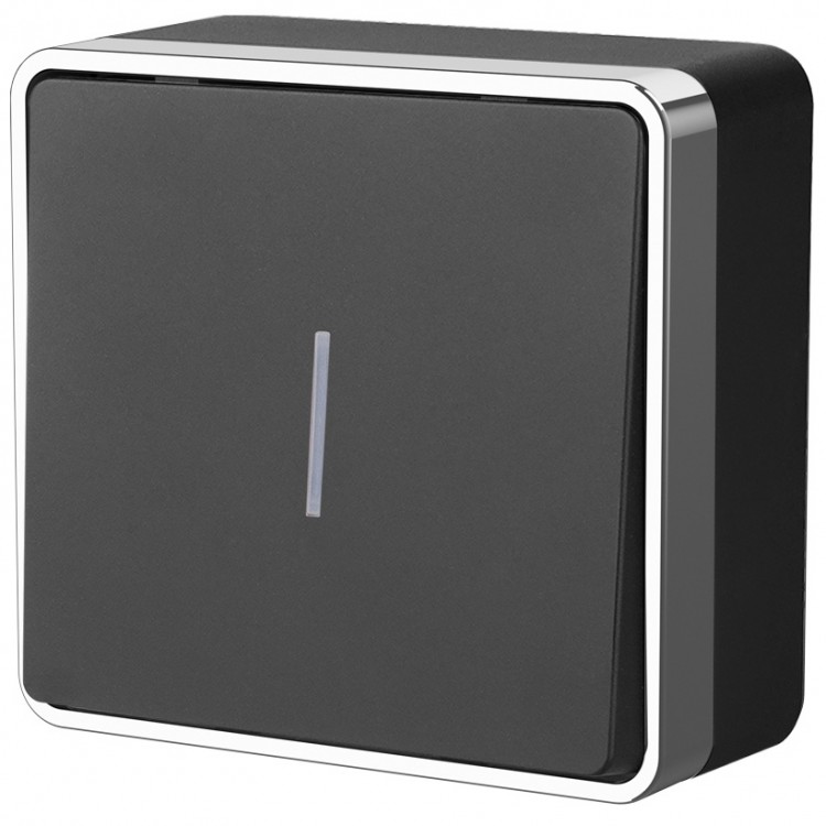 Werkel Gallant Выключатель 1-кл. с подсветкой W5010135 (WL15-01-04) черный/хром