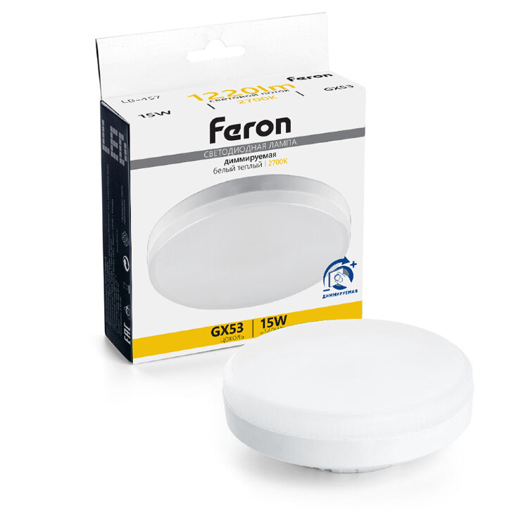 Лампа светодиодная Feron LB-457 GX53 15W 230V 2700K диммируемая