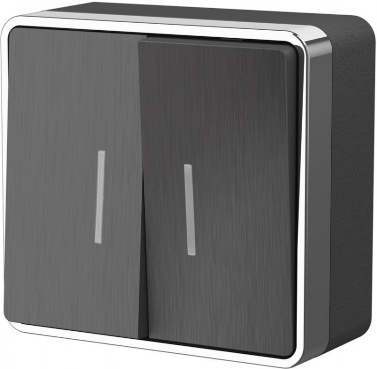 Werkel Gallant Выключатель 2-кл. с подсветкой  W5020104 (WL15-03-03) графит рифленый