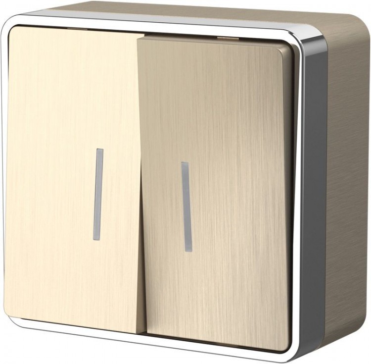 Werkel Gallant Выключатель 2-кл. с подсветкой  WL15-03-03 шампань рифленый