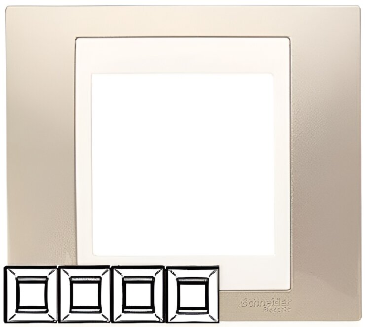 Рамка Unica Хамелеон Шампань/белый 4-ая гориз