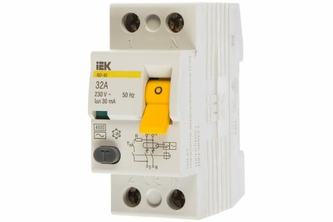 УЗО рейка DIN iEK ВД1-63 2п 32А 30мА 230В