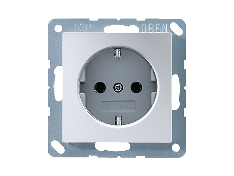 Jung A500 Розетка с/з 1-ая Алюминий (Германия)