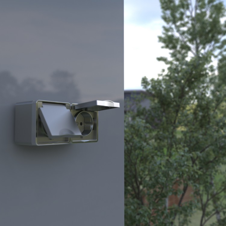 Werkel Gallant Розетка 1-ая с/з влагозащ. и защит.крышкой со шторками W5071206 серебряный